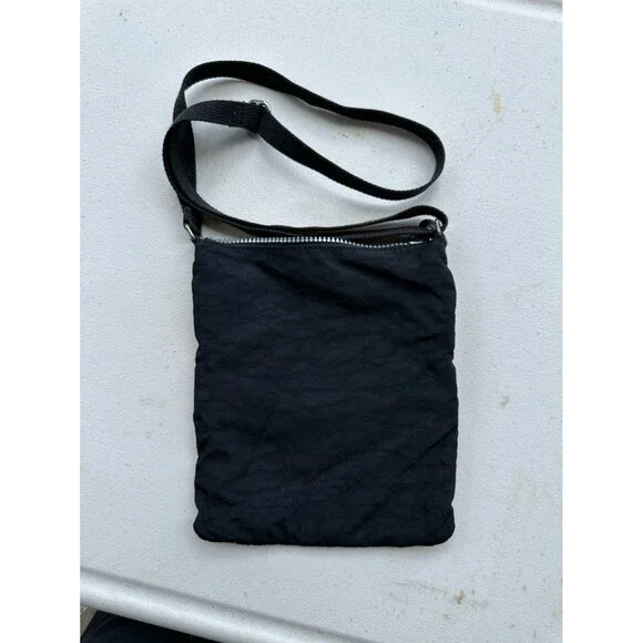 Kipling Keiko Black Crinkled Nylon Adjustable Travel Slim Crossbody Bag - Picture 3 of 6